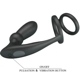 PRETTY LOVE - ANNEAU PÉNIS EMONI PLUG ANAL 12 VIBRATIONS NOIR