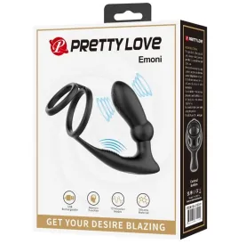 PRETTY LOVE - EMONI PENIS RING ANAL PLUG 12 VIBRATIONS BLACK
