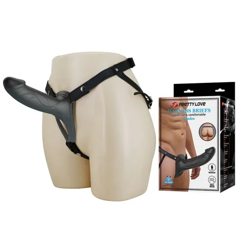 PRETTY LOVE - LANDON BLACK VIBRATING STRAP-ON