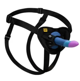ROMP - PICCOLO HARNESS SILICONE DILDO WITH TRICOLOR SUCTION CUP 14 CM