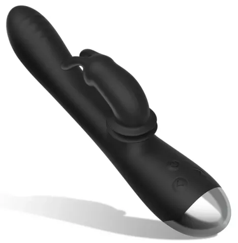 BLACKandSILVER - DJ. STIMOLATORE CONIGLIO IN SILICONE RICARICABILE ADAM NERO