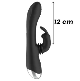 BLACKandSILVER - DJ. ADAM RECHARGEABLE SILICONE RABBIT STIMULATOR BLACK