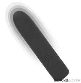 BLACK and SILVER - GERI USB RICARICABILE VIBRANTE BULLET 8 VIBRAZIONI NERO 10 X 2,2 CM