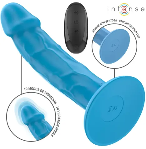 INTENSE - PHOEBE VIBRATORE REALISTICO 10 VIBRAZIONI TELECOMANDO BLU