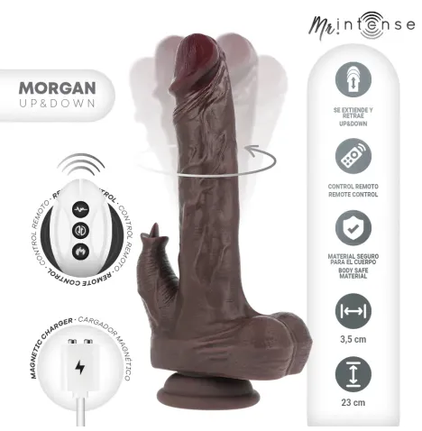MR INTENSE – REALISTISCHER MULTIFUNKTIONS-MORGAN MIT VIBRATION UND AUF- UND AB-FERNBEDIENUNG 23 CM – O – 3,5 CM