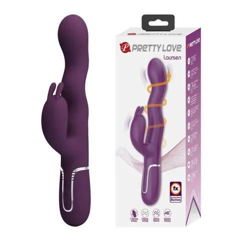 PRETTY LOVE - VIBRATORE A FORMA DI CONIGLIO LOURSEN CON MOVIMENTO DI SPINTA E 7 VIBRAZIONI, RICARICABILE TRAMITE USB, VIOLA