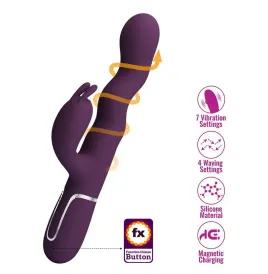 PRETTY LOVE - LOURSEN RABBIT VIBRATOR WITH THRUSTING MOTION AND 7 VIBRATIONS USB RECHARGEABLE PURPLE