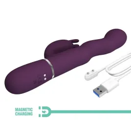 PRETTY LOVE - VIBRATORE A FORMA DI CONIGLIO LOURSEN CON MOVIMENTO DI SPINTA E 7 VIBRAZIONI, RICARICABILE TRAMITE USB, VIOLA
