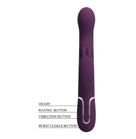 PRETTY LOVE - LOURSEN RABBIT VIBRATOR WITH THRUSTING MOTION AND 7 VIBRATIONS USB RECHARGEABLE PURPLE