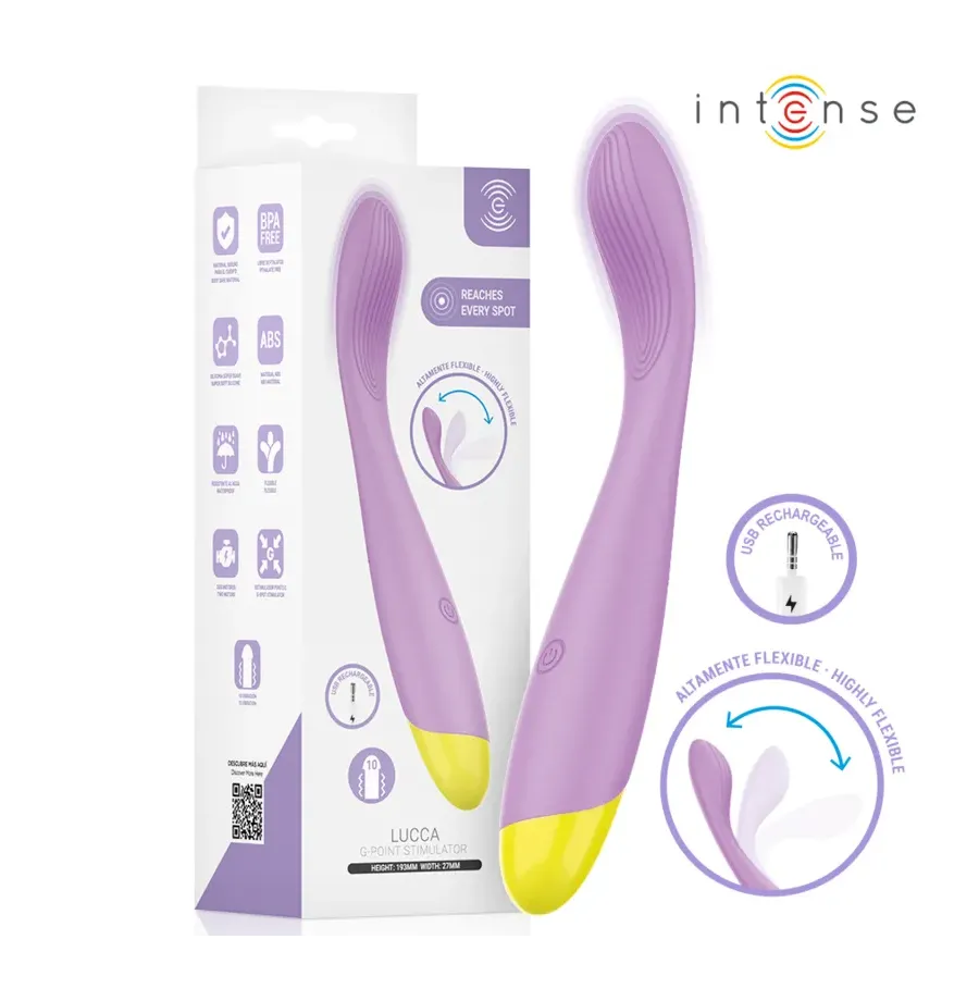 INTENSE - LUCCA STIMOLATORE DEL PUNTO G FLESSIBILE RICARICABILE TRAMITE USB INTENSE - LUCCA STIMOLATORE DEL PUNTO G FLESSIBILE RICARICABILE TRAMITE USB