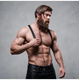 FETISH SUBMISSIVE ATTITUDE - MENS ECO-LEATHER BACK HARNESS