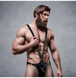 FETISH SUBMISSIVE ATTITUDE - HARNAIS EN CUIR ÉCOLOGIQUE EN FORME DE V POUR HOMMES
