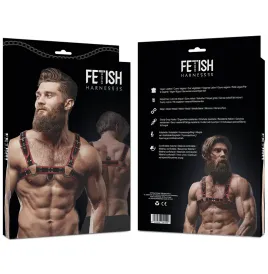 FETISH SUBMISSIVE ATTITUDE - BRUSTHARNESS AUS ÖKOLEDER FÜR HERREN SCHWARZ-ROT