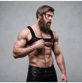 FETISH SUBMISSIVE ATTITUDE - NEOPRENE CHEST HARNESS FOR MEN SIZE L