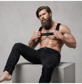 FETISH SUBMISSIVE ATTITUDE - HARNAIS DE POITRINE EN NÉOPRÈNE POUR HOMMES TAILLE L