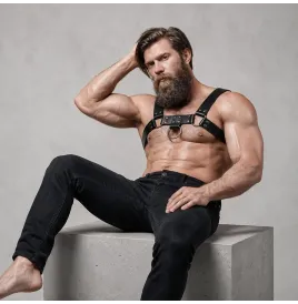 FETISH SUBMISSIVE ATTITUDE - HARNAIS DE POITRINE EN ÉCO-CUIR POUR HOMMES
