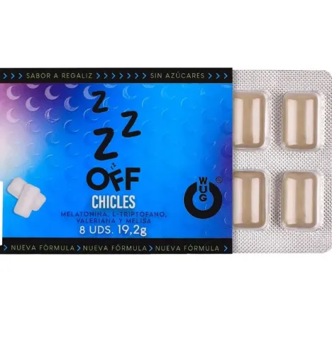WUG Off - The functional chewing gum that helps you relax and sleep better. BLISTER OF 8 PACKS