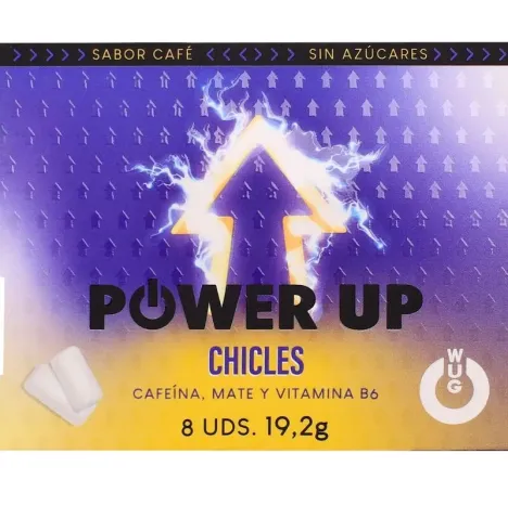 WUG Power Up - Gomma da masticare energetica per concentrazione e resistenza. BLISTER DA 8 PEZZI