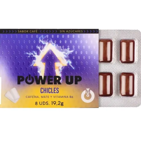 WUG Power Up - Gomma da masticare energetica per concentrazione e resistenza. BLISTER DA 8 PEZZI