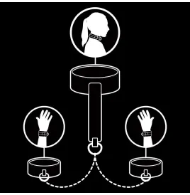 FETISH SUBMISSIVE - VEGAN LEATHER NECKLACE AND HANDCUFFS WITH NOPRENE LINING