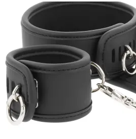 FETISH SUBMISSIVE - COLLAR Y ESPOSAS CUERO VEGANO CON FORRO DE NEOPRENO