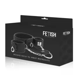 FETISH SUBMISSIVE - HALSKETTE UND HANDSCHELLEN AUS VEGANEM LEDER MIT NOPRENE-FUTTER
