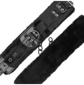 DARKNESS - MENOTTES AJUSTABLES EN CUIR NOIR AVEC CADENAS