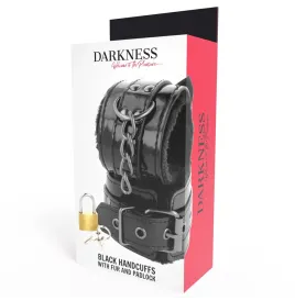 DARKNESS - MENOTTES AJUSTABLES EN CUIR NOIR AVEC CADENAS