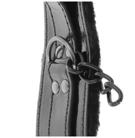 DARKNESS - ADJUSTABLE BLACK LEATHER ANKLE HANDCUFFS WITH PADLOCK