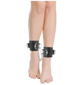 DARKNESS - BLACK ADJUSTABLE LEATHER ANKLE HANDCUFFS