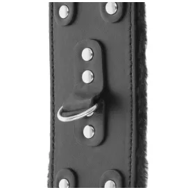 DARKNESS - SCHWARZE, VERSTELLBARE LEDERHANDSCHELLEN MIT FUTTER
