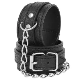 DARKNESS - BLACK TEXTURED LEATHER HANDCUFFS