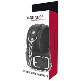 DARKNESS - HANDSCHELLEN AUS SCHWARZEM STRUKTURIERTEM LEDER