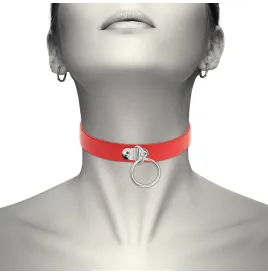 COQUETTE CHIC DESIRE - COLLIER CUIR VEGAN ROUGE FEMME ACCESSOIRE FÉTICHE