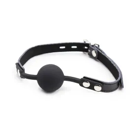 OHMAMA FETISH - BALL GAG IN SILICONE CON CINTURA IN PELLE (LUCCHETTO INCLUSO)