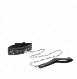 KINK - PVC LEDER HALSKETTE MIT GÜRTEL 105 CM STRASS NIETE 41,5 X 4 CM
