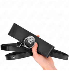 KINK - STUDDED LEASH 116 CM COLLAR WITH LEATHERETTE STRAP 50 X 5 CM