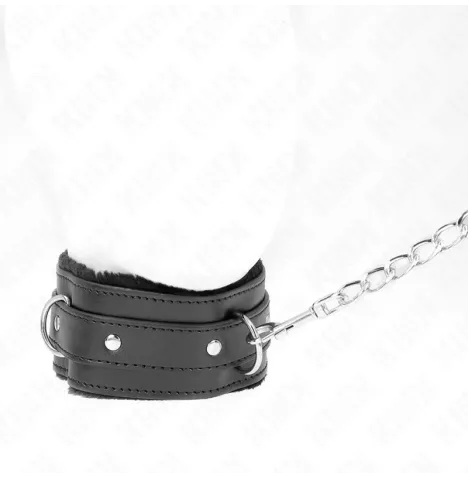 KINK - COLLARE CON GUINZAGLIO 65 CM CON RESTRIZIONI NERO 36-42 CM X 5,5 CM