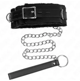 KINK - COLLAR WITH LEASH 65 CM WITH RESTRICTIONS BLACK 36-42 CM X 5.5 CM