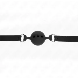 KINK - BAVAGLIO IN SILICONE INTERO 55 x 2 CM CON SFERA DA 5 CM MISURA L NERO REGOLABILE 35-51 CM