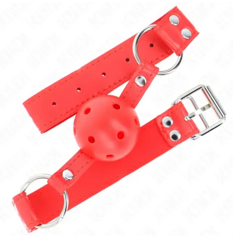 KINK - BALL GAG COMPLETO ROSSO CAVO DURO 62 x 2 CM