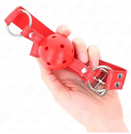 KINK - KOMPLETTER ROTER HOHLBALLKNEBEL 62 x 2 CM