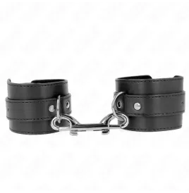 KINK - MUÑEQUERAS SIMPLES CON FILA DE REMACHES Y HEBILLA GRANDE NEGRO AJUSTABLE 17-28 CM X 5 CM