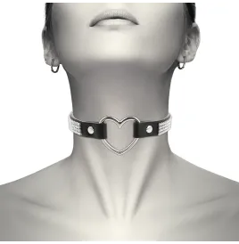 COQUETTE CHIC DESIRE - VEGAN LEATHER CHOKER WITH HEART