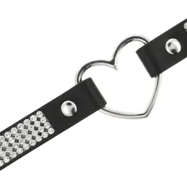 COQUETTE CHIC DESIRE - VEGAN LEATHER CHOKER WITH HEART