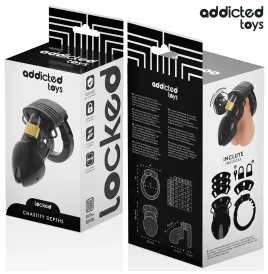 ADDICTED TOYS LOCKED - CAGE À PÉNIS CHASTETÉ PROFONDEUR 7,5 CM