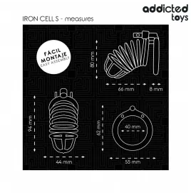 ADDICTED TOYS LOCKED - CAGE À PÉNIS EN MÉTAL IRON CELL 4 CM TAILLE S