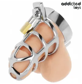 ADDICTED TOYS LOCKED - SILVER LOCK PENIS CAGE METAL SIZE M