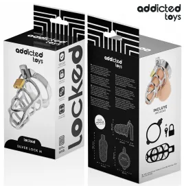 ADDICTED TOYS LOCKED - SILBERNES SCHLOSS PENISKÄFIG METALL GRÖSSE M
