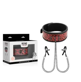 BEGME - COLLIER ÉDITION ROUGE AVEC PINCES TÉLÉMON AVEC DOUBLURE EN NÉOPRÈNE